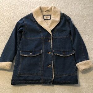 Ashley Vintage Charm Denim Sherpa-Lined Chore Coat